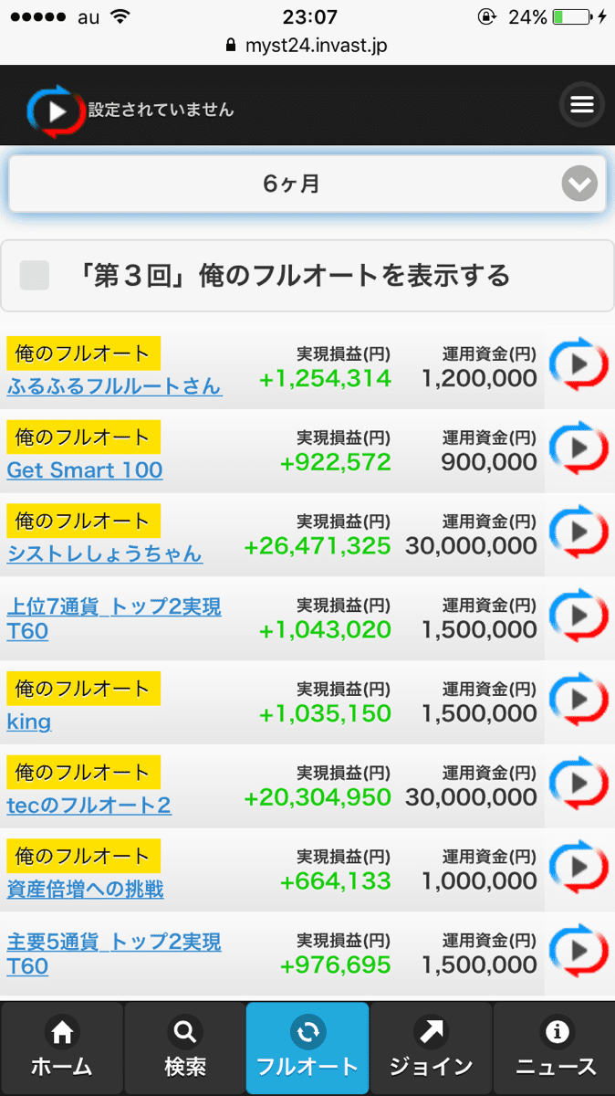シストレ24のストラテジー一覧