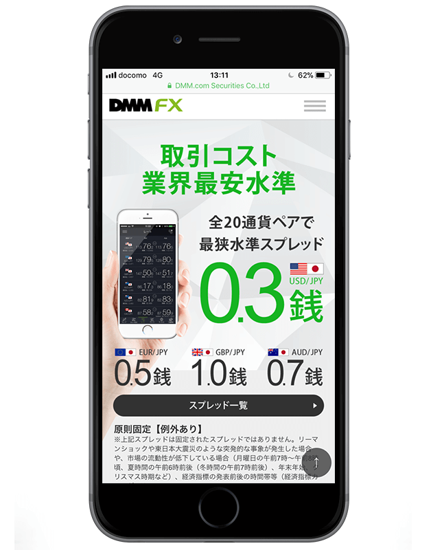 スプレッドランキング第1位DMMFX