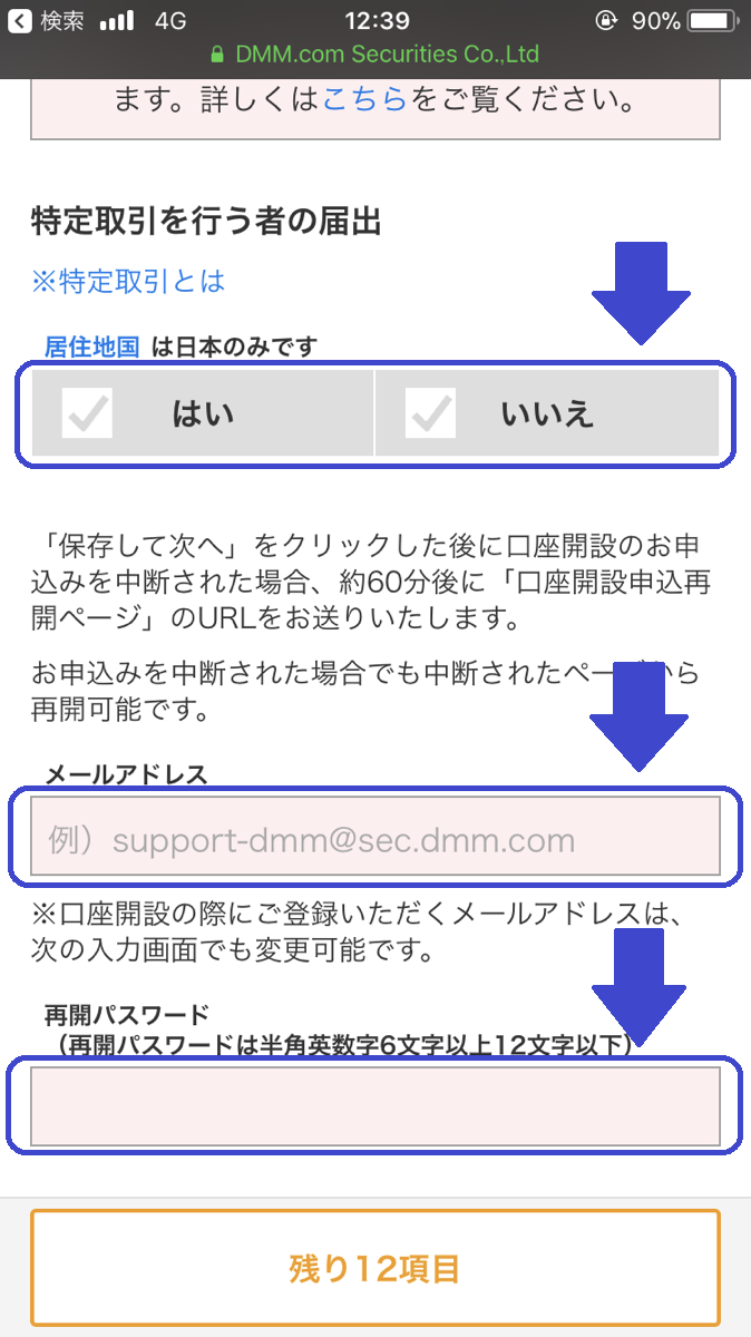 DMMFX口座開設フローSP5