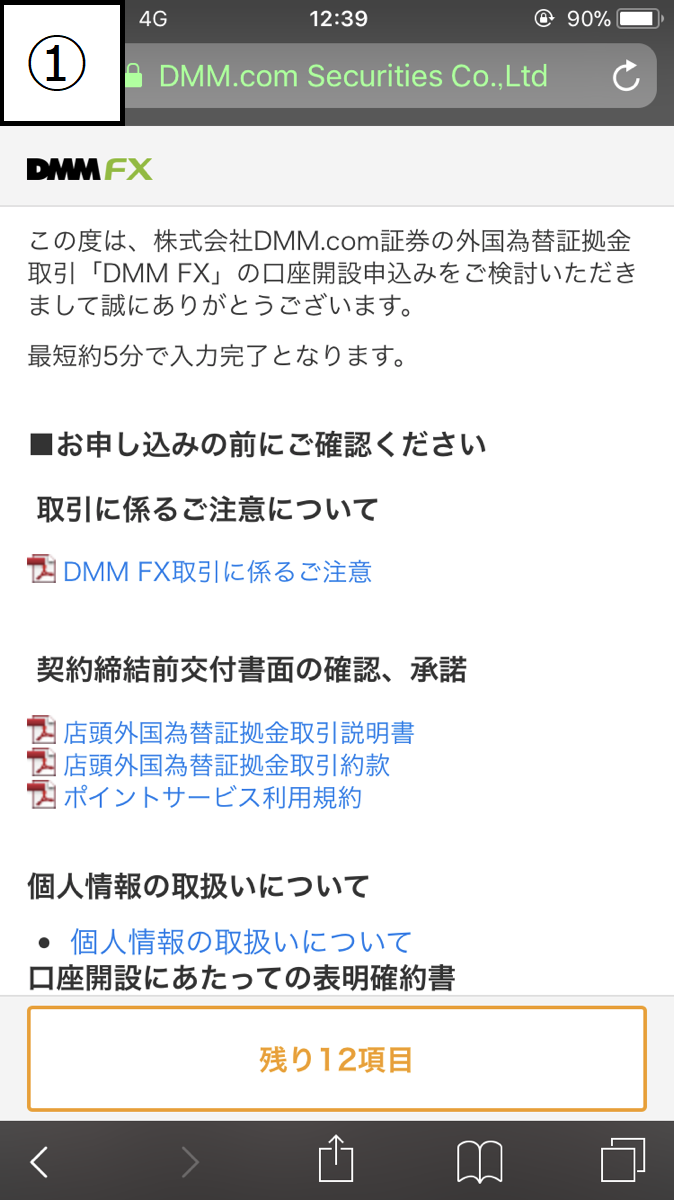 DMMFX口座開設フローSP2