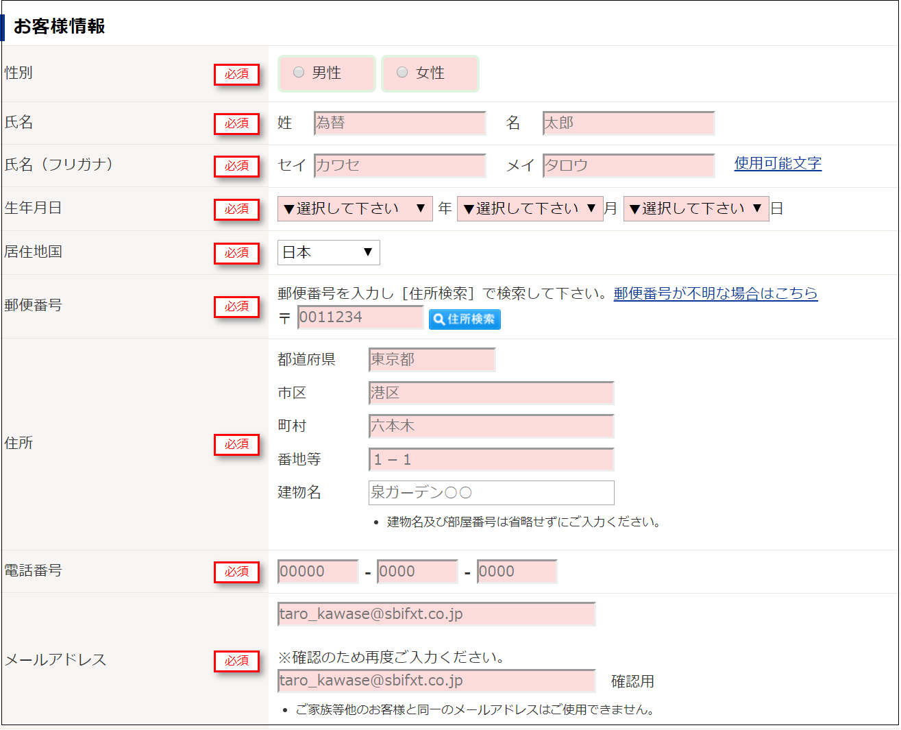 SBI FXトレード口座開設手順4