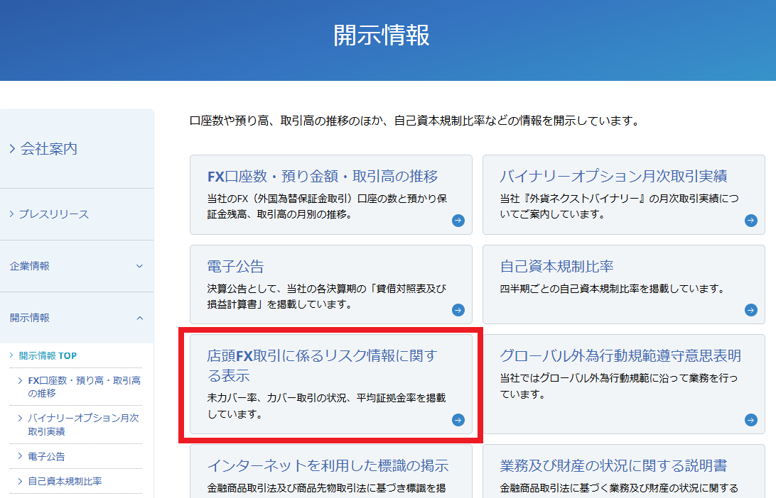 カバー率の情報開示