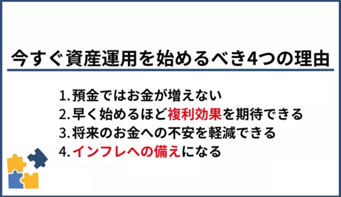 今すぐ資産運用を始めるべき理由4つ