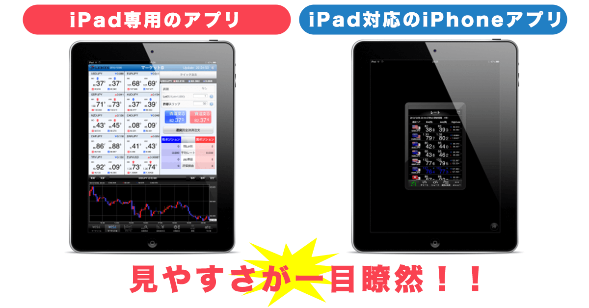iPad対応とiPad専用アプリの実際の画面の違い